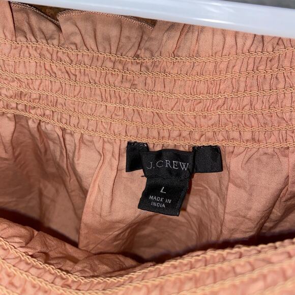 NWT J. Crew Pink Off The Shoulder Puff Sleeve Smocked Crop Top Womens Size Large - Picture 3 of 7